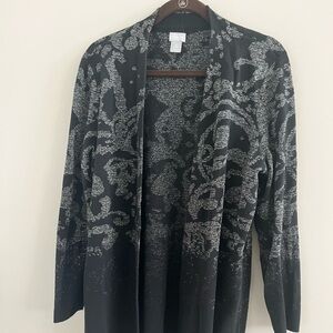 Chico's Elegant Black and Gray Cardigan